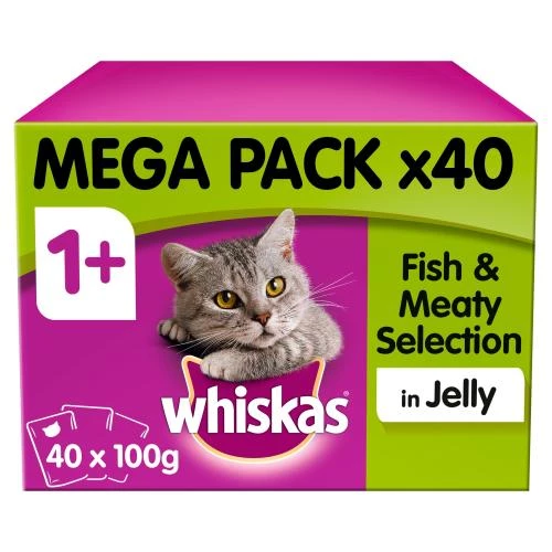 Whiskas 1+ Fish & Meaty Selection In Jelly Wet Adult Cat Food