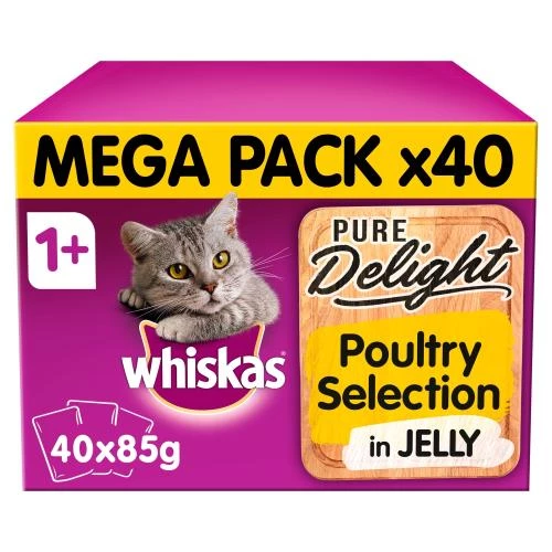 Whiskas 1+ Pure Delight Poultry Selection In Jelly Wet Adult Cat Food