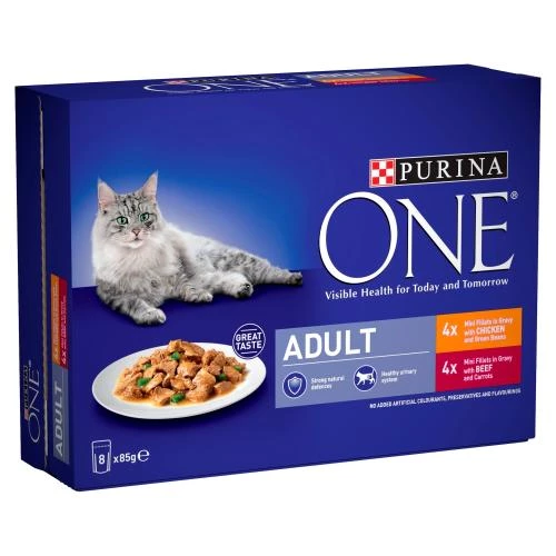 Purina ONE Chicken & Beef Mini Fillets In Gravy Adult Cat Food - Image 2