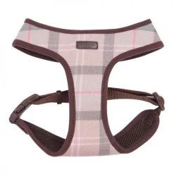 Barbour Dog Harness In Taupe & Pink Tartan