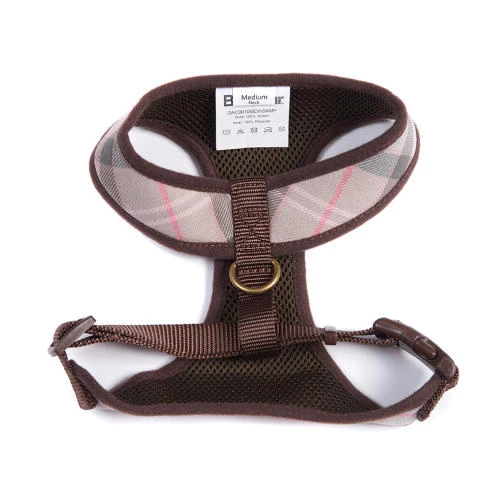 Barbour Dog Harness In Taupe & Pink Tartan - Image 2