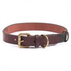 Barbour Wax Leather Dog Collar In Olive
