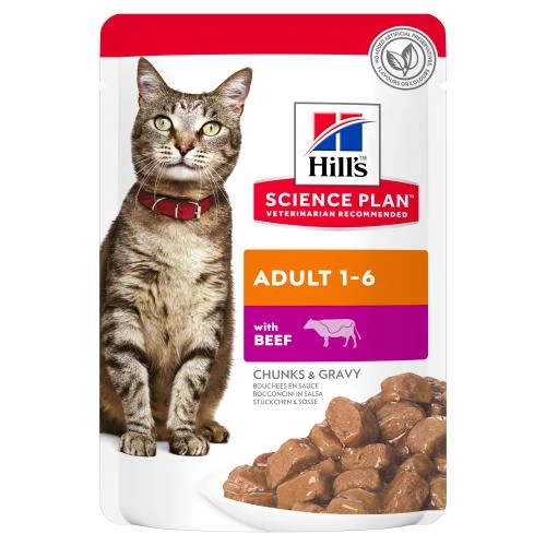Hills Science Plan Adult Beef Pouches Wet Cat Food