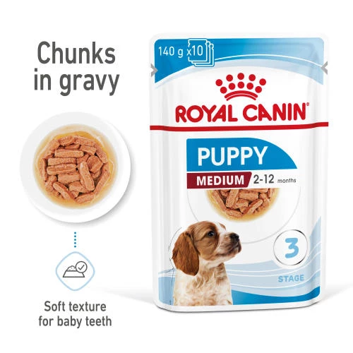 Royal Canin Medium Wet Puppy Food Pouches In Gravy - Image 3